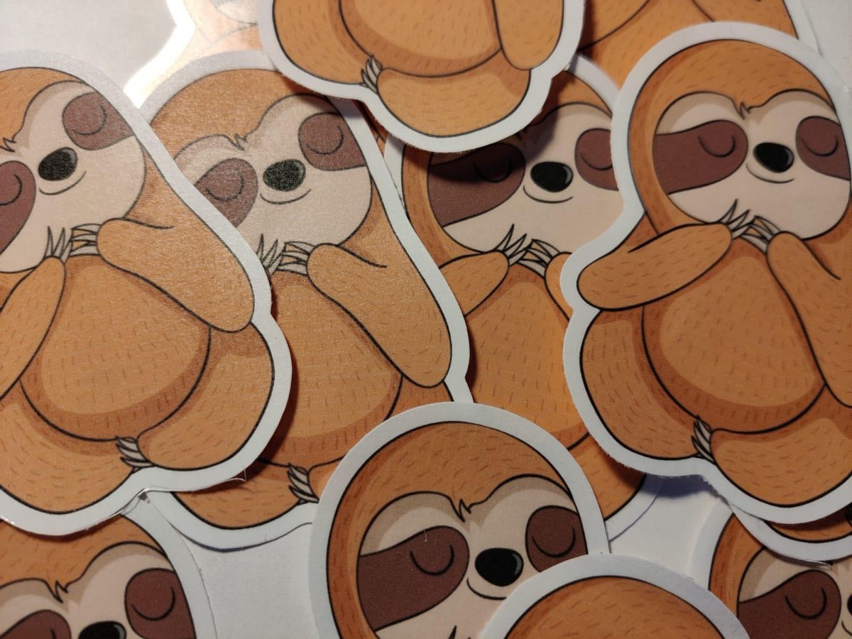 Luiaard Stickers - Schattige Voldane Luiaard - Sloth Sticker - Schattige Dieren - Luiaards - Journaling - Bullet Journal - Scrapbooking - Leuke Stickers - Laptop Sticker - Telefoon Sticker - Dieren - Dier - Lief - Cute